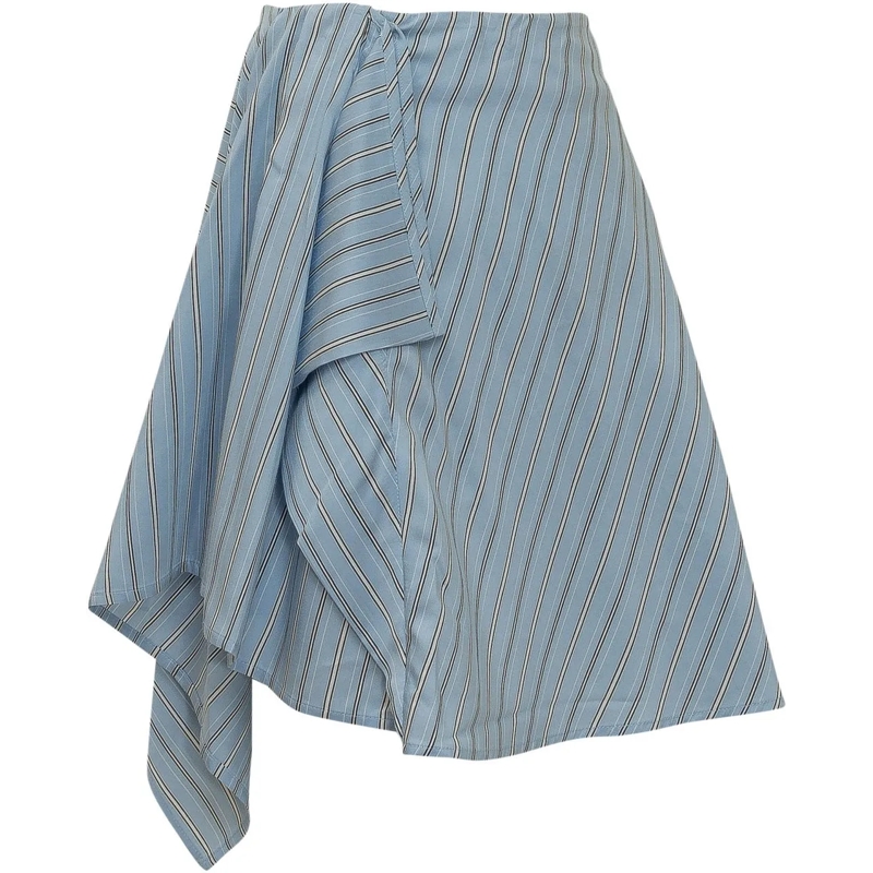 Iro Minijupe Gonna Asimmetrica a Righe con Drappeggio hellblau(Image 3)