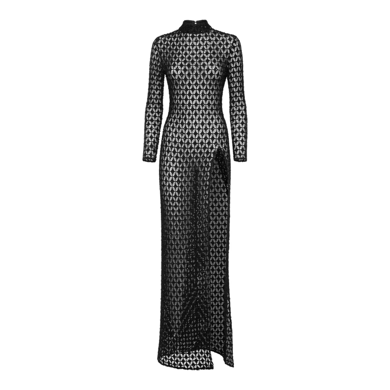 Philipp Plein Maxikleid Long Dress Embellished schwarz