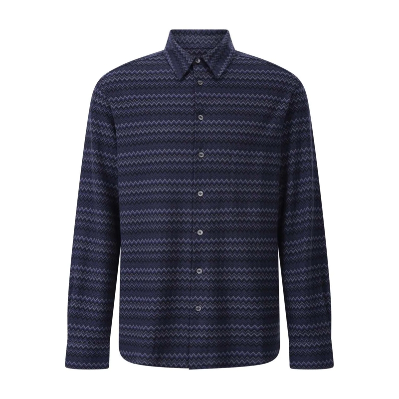 Missoni Overhemd Freizeithemd aus Baumwollstrick Dunkelblau