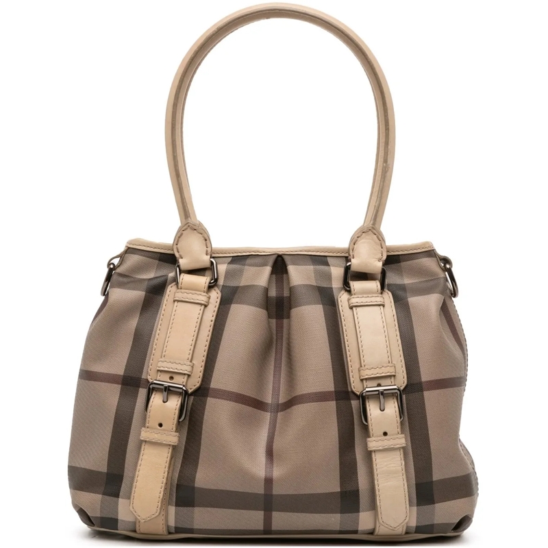 Burberry Sac à bandoulière Smoke Check Coated Canvas Northfield Satchel braun