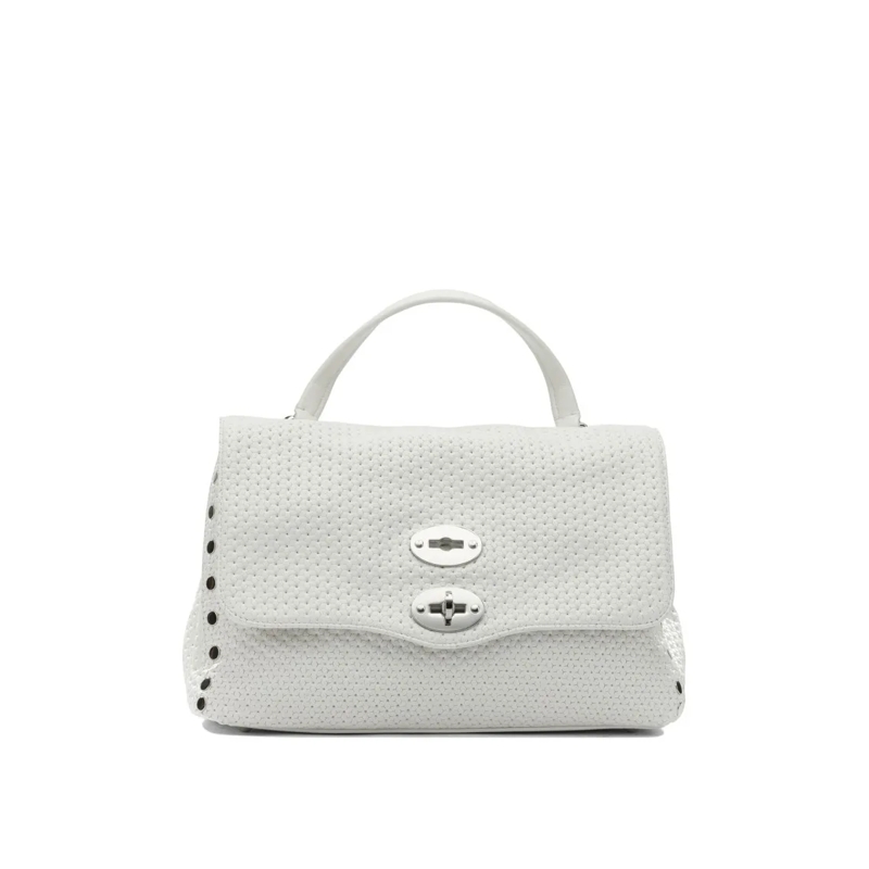 Zanellato Schultertasche Structured Rectangular Handbag With Silver-Tone Ac White