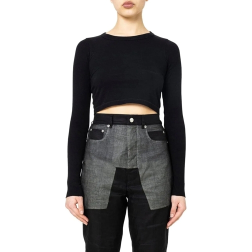 Rick Owens T-Shirts KNIT CROPPED LEVEL T BLACK schwarz