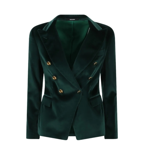 Tagliatore Jeans-Jacken Double-Breasted Velvet Blazer Green