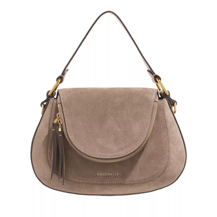 Coccinelle Sole Suede Warm Taupe Satchel