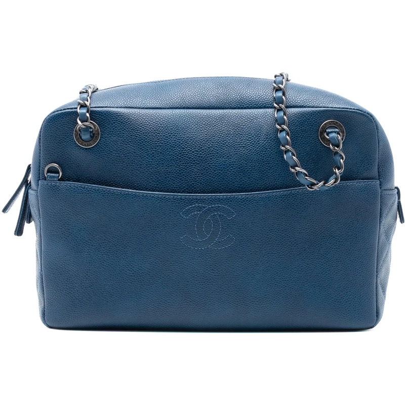 Chanel Schultertasche CC Caviar Camera Bag blau