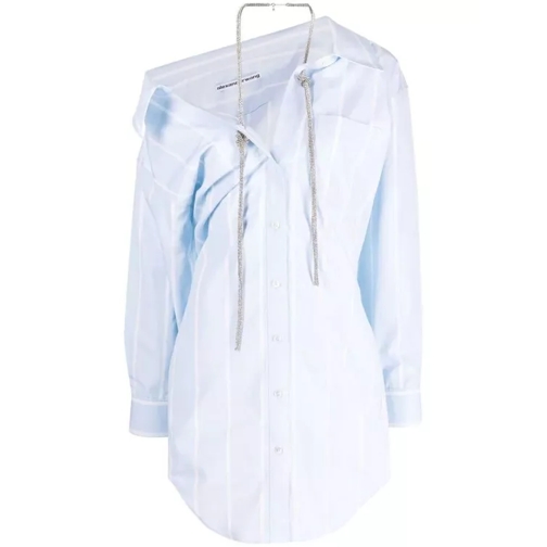 Alexander Wang Striped Crystal-Embellished Shirt Dress Blue 