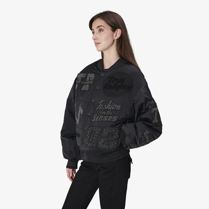 True Religion Blouson - Bomber-Jacke- Verzierung mit Ziersteine- Lässi schwarz(Image 6)