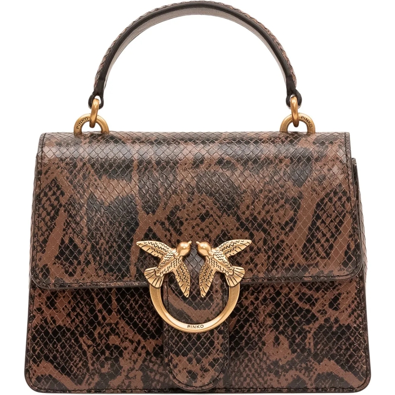 Pinko Schultertasche Borsa Love One Top Handle con Stampa Rettile braun