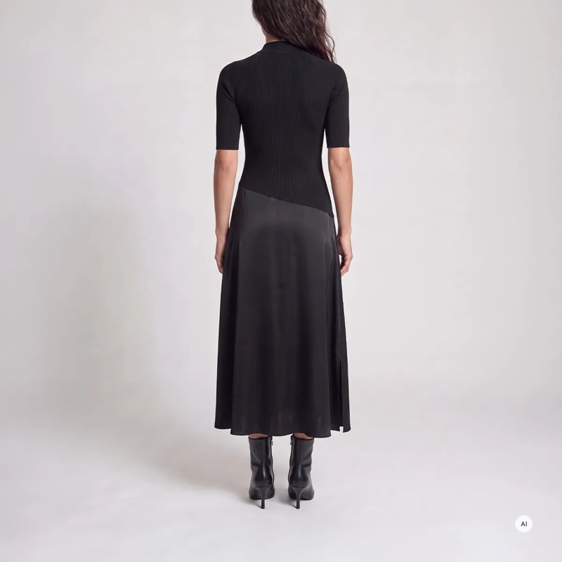 Marc Aurel Maxikleid Kleid- asymmetrisch- Milano-Ärmel- Viskoserock schwarz(Image 4)