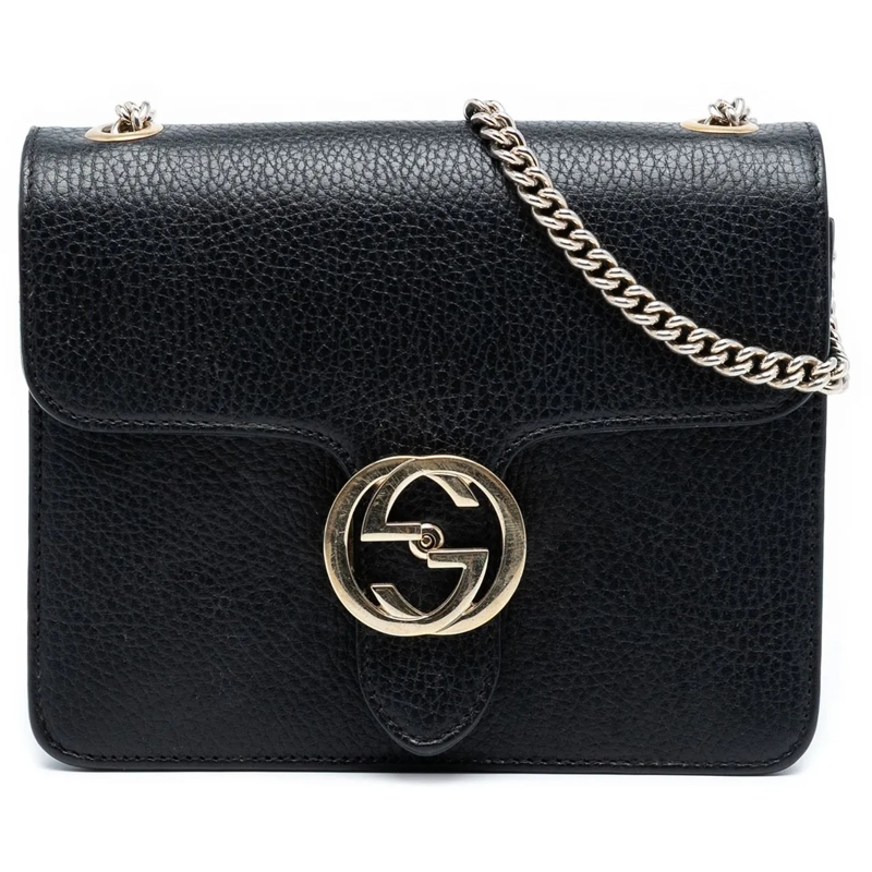 Gucci Schultertasche Small Dollar Calfskin Interlocking G Crossbody schwarz