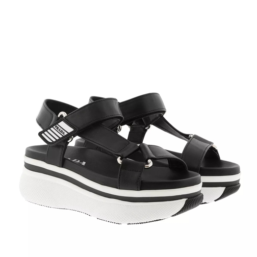 Prada Touch Strap Platform Sandals Black/White Sandale