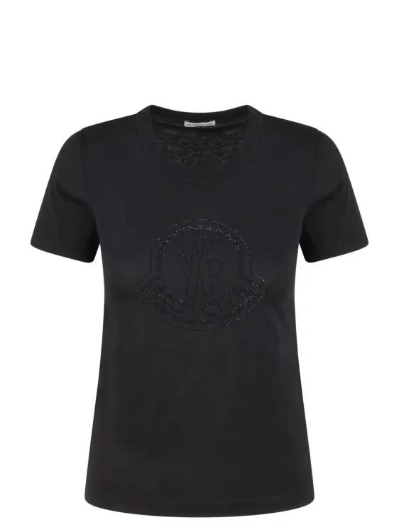 Moncler - Crystal Logo T-Shirt - Größe XS - schwarz