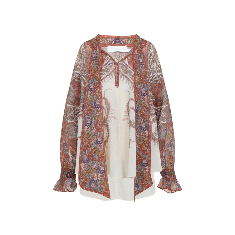 Zimmermann Blouse Flowing Blouse With Billowy Sleeves Multicolor