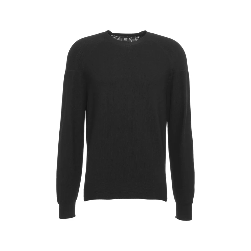 Alpha Tauri Trui Timeless Round Neck Pullover With Ribbed Detailing Black