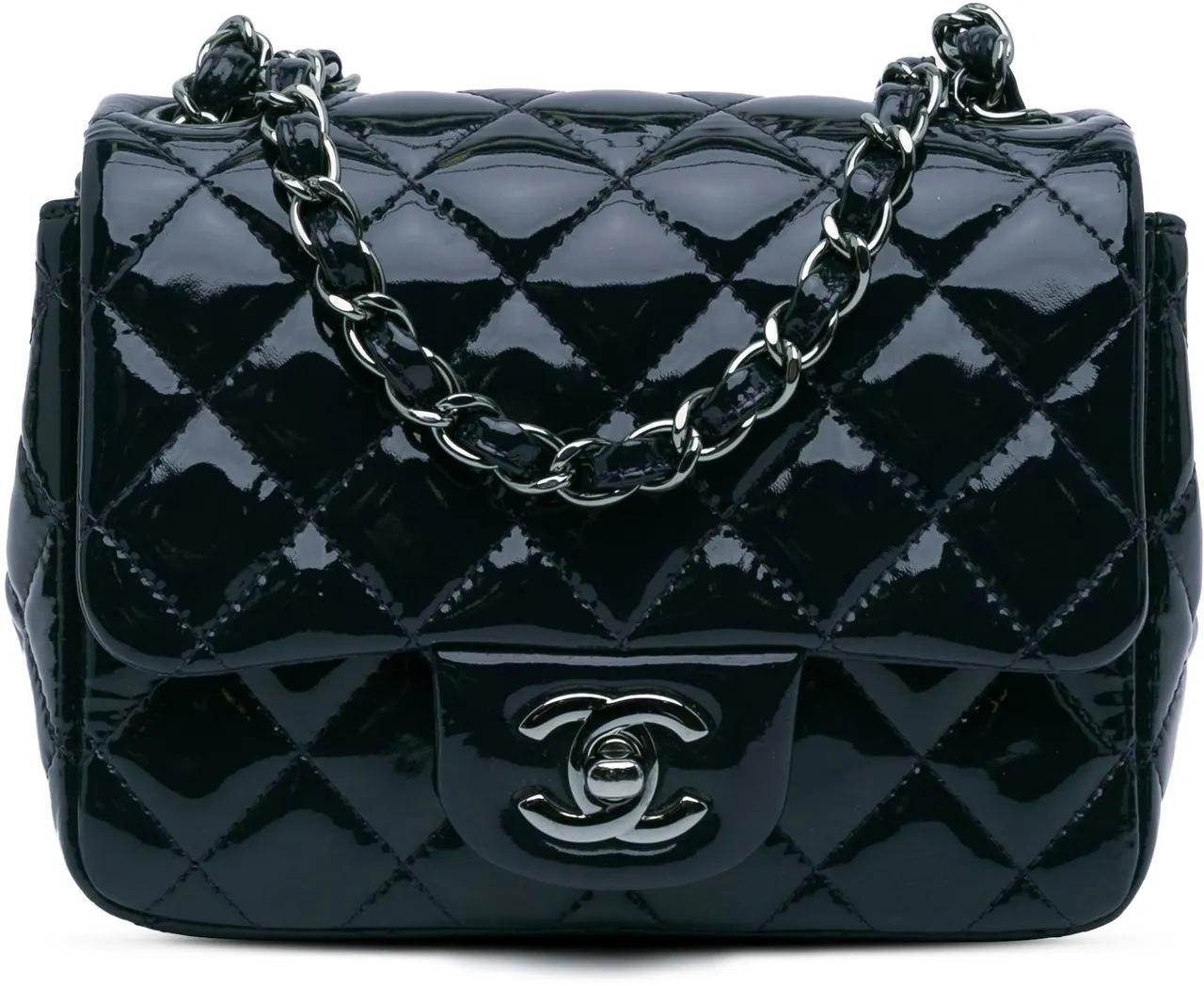 Chanel Hobo Bags - Mini Square Classic Patent Single Flap - Gr. unisize - in Blau - für Damen