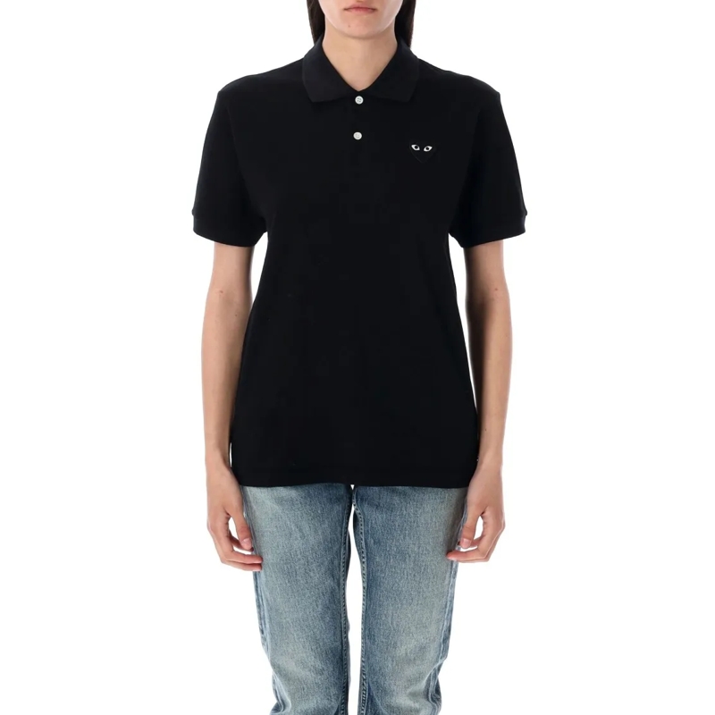 Comme des Garcons T-shirt Black Heart Patch Polo Shirt Black