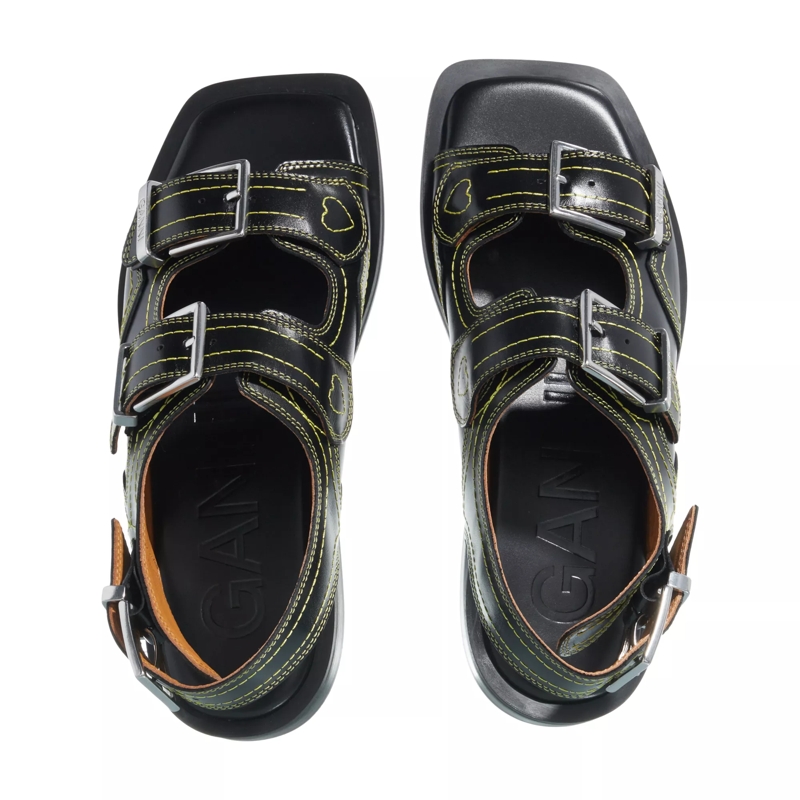 GANNI Sandalen Embroidered Western Sandals Black/Yellow(Image 4)