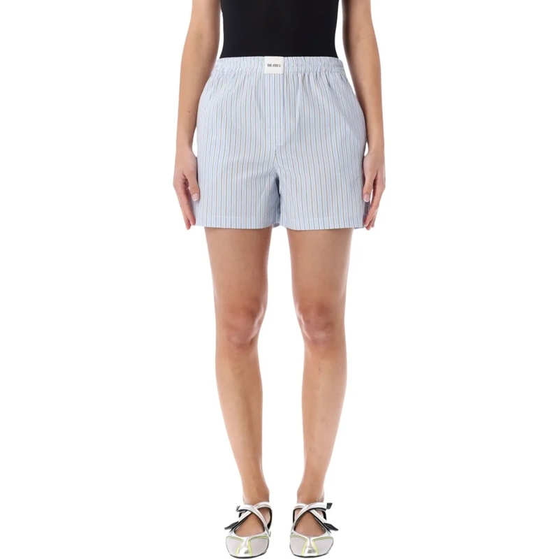 The Attico Casual Shorts Striped Poplin Shorts Blue