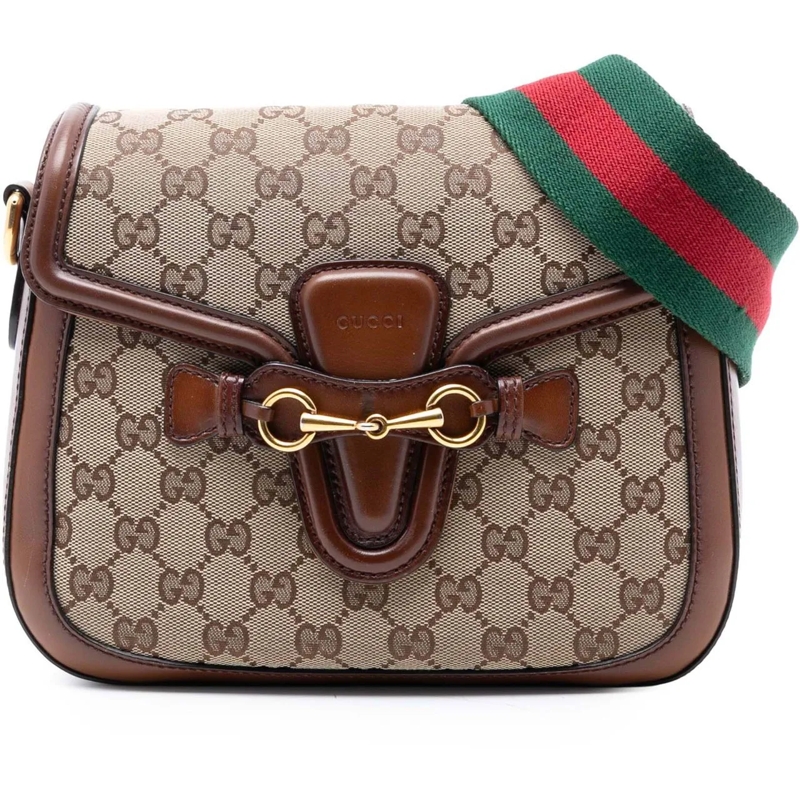 Gucci Schultertasche Medium GG Canvas Lady Web Crossbody braun