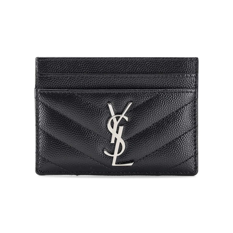 Saint Laurent Portefeuille à fermeture Éclair Kartenetui aus Leder schwarz