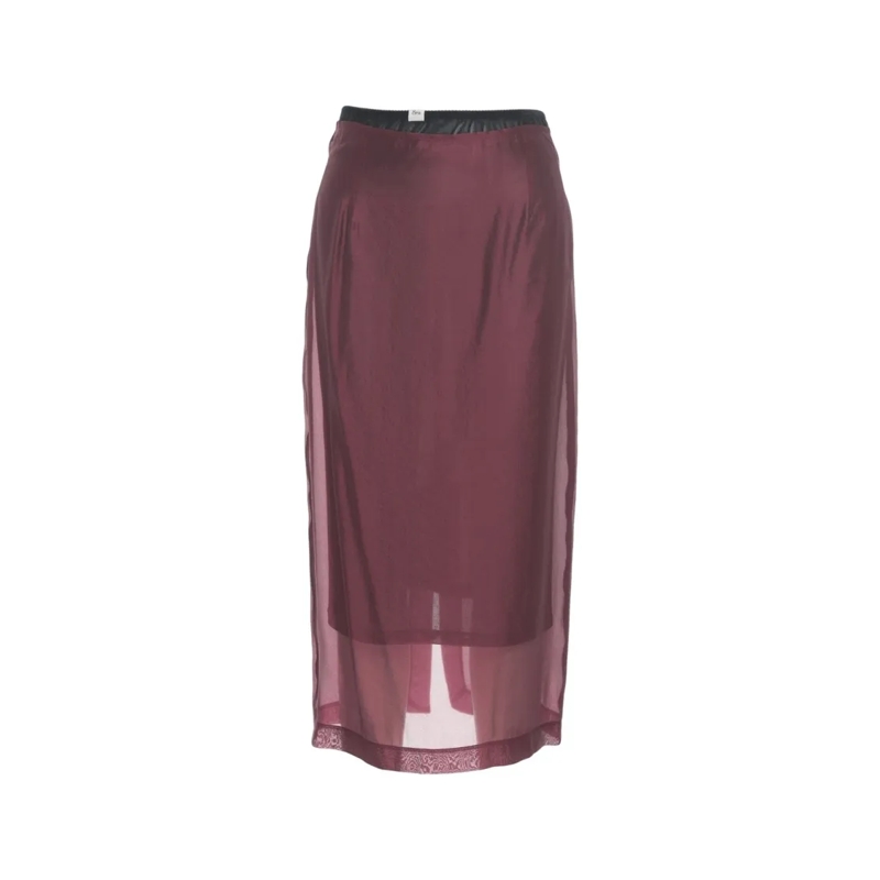 8Pm Jupe midi Flowing Midi Skirt With Semi-Transparent Overlay A Grey