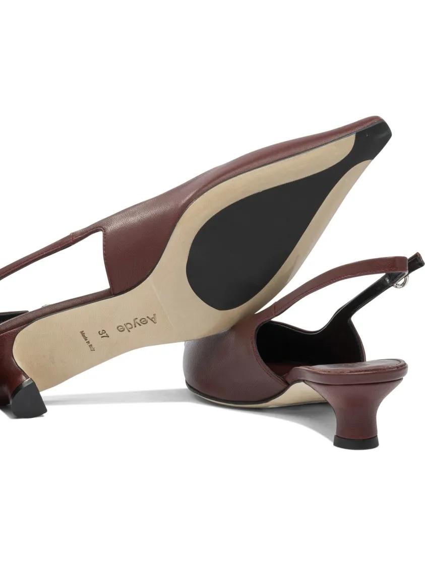 Thumbnail - Aeydē Hohe Schuhe - Pointed-Toe Brown Leather Slingback Pumps - Gr. 37,5 (EU) - in Braun - für Damen