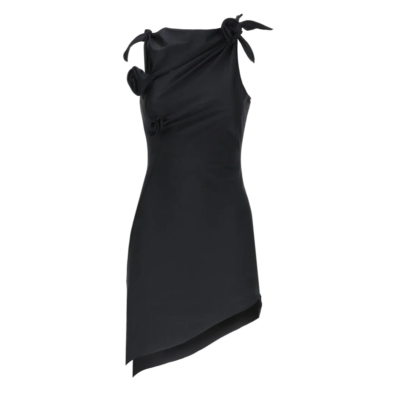 Coperni Midikleid Asymmetric Flower Mini Dress Black