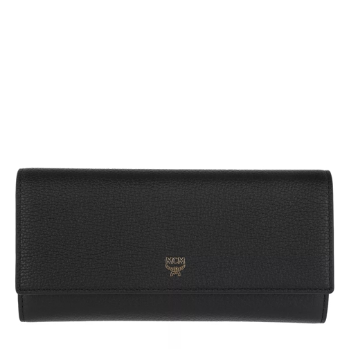 MCM Milla Flap Wallet Tri-Fold Large Black Portafoglio a tre tasche