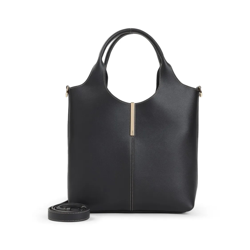 Tod's Sac à bandoulière Structured Black Leather Shoulder Bag Black