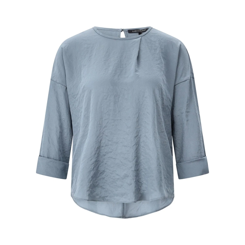 Luisa Cerano Bluse Fließendes Blusenshirt Blau