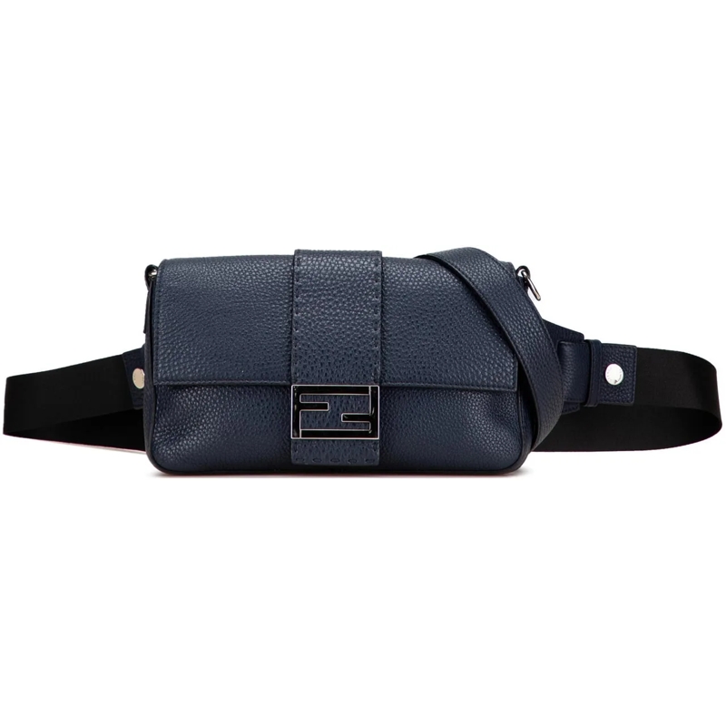 Fendi Schultertasche Leather Selleria Convertible Baguette Satchel blau