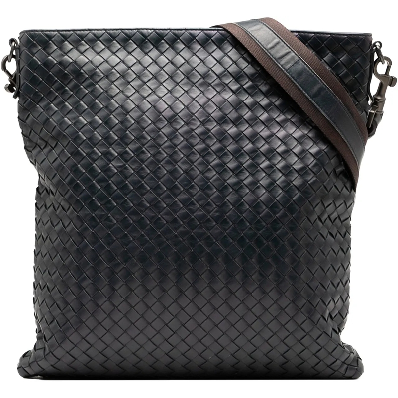 Bottega Veneta Schultertasche Leather Intrecciato Crossbody blau