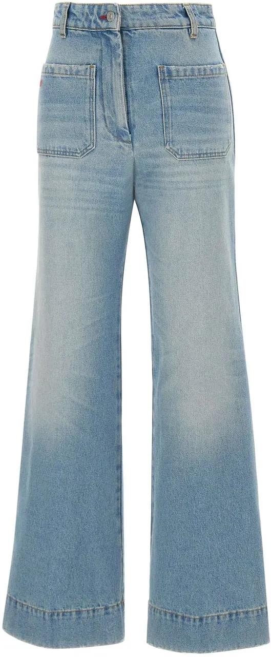 Thumbnail - Victoria Beckham - "Alina" Straight Leg Jeans – Light Blue - Größe 29 - blue