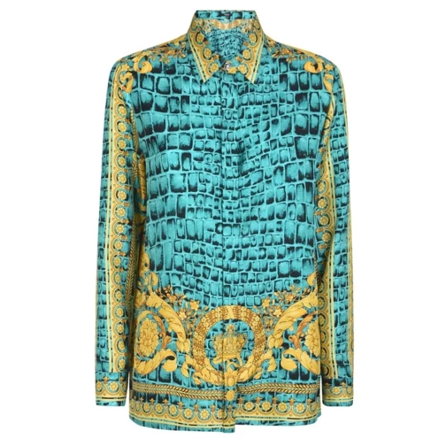 Versace Multicolor Barocco-Print Silk Shirt Multicolor 