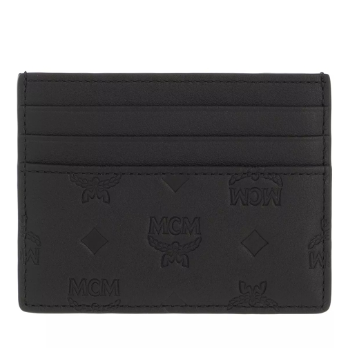 MCM Klara Monogram Leather Metal Money Clip Card Case Black Porta carte di credito