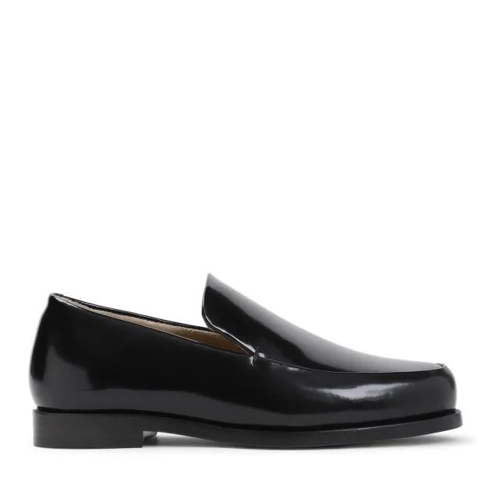 Khaite Alessio Black Brushed Calf Leather Loafers Black Ballerinaskor