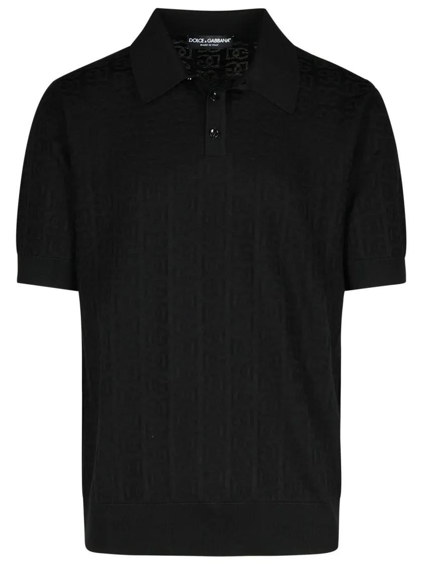 Dolce&Gabbana - Black Silk Polo Shirt - Größe 48 - schwarz