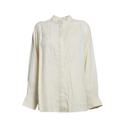 Thumbnail - Etoile Isabel Marant - Britten Blouse In Ecru Cotton With Embroidery - Größe 38 - beige