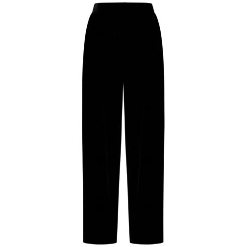 Emporio Armani High-Waisted Black Velvet Trousers Black 