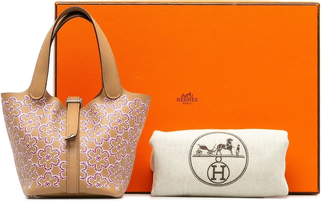 Hermès Totes & shoppers Micro Swift Lucky Daisy Picotin Lock 14 in bruin