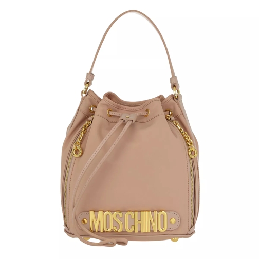 Moschino Logo Medium Nylon Bucket Bag Rose Bucket Bag