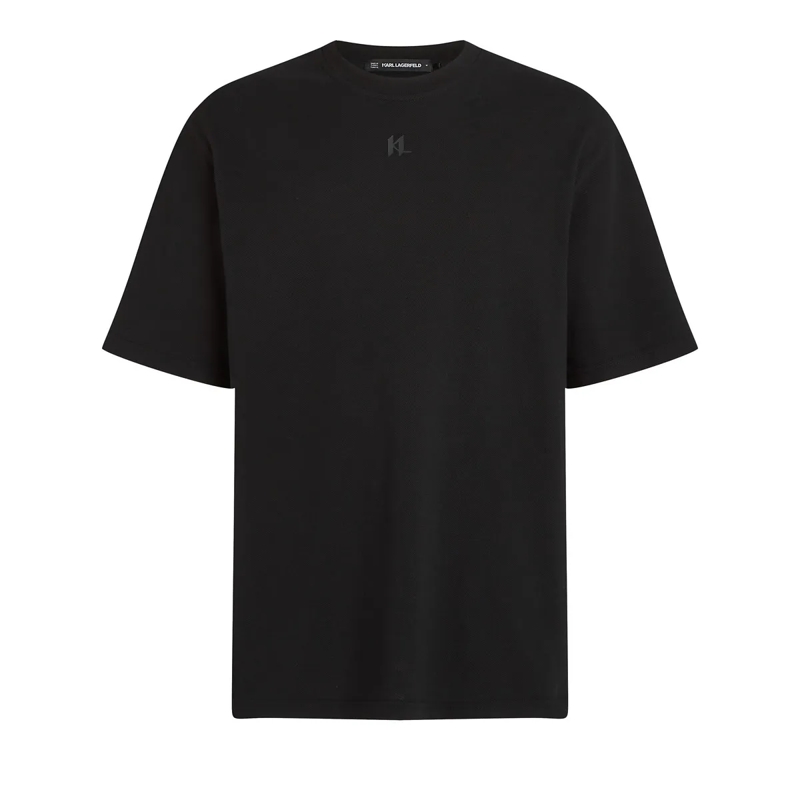 Karl Lagerfeld T-Shirt Pique-T-Shirt schwarz