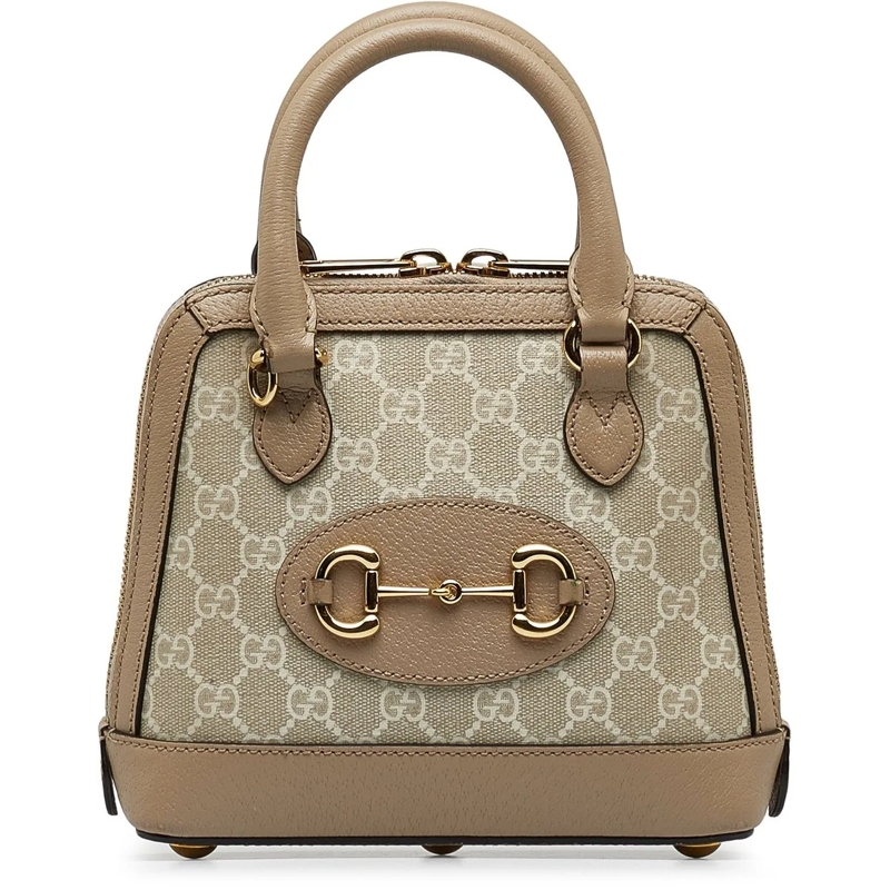 Gucci Fourre-tout Mini GG Supreme Horsebit 1955 Satchel braun