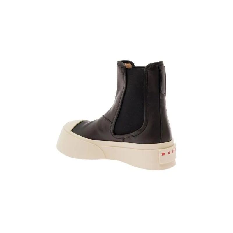 Marni Stiefel Black Chelsea Boots With Logo Patch In Leather Black(Image 6)