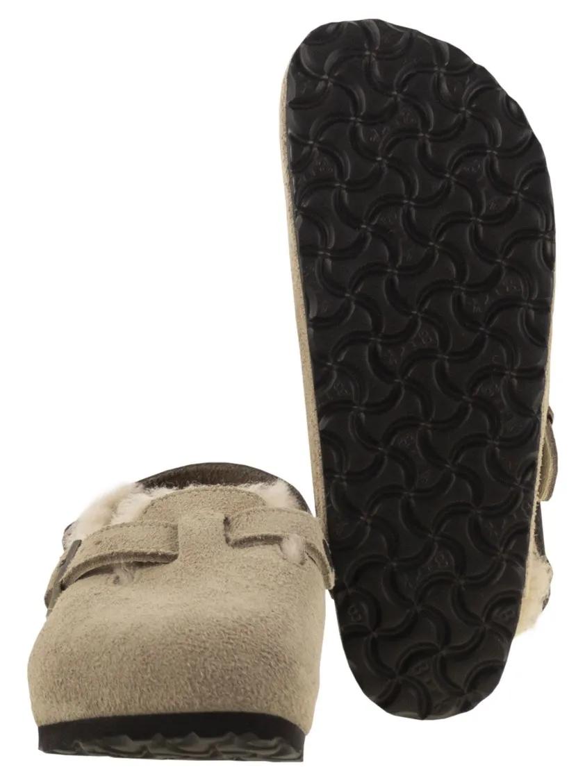 Thumbnail - Birkenstock Loafer - Tokio Shearling - Suede And Lambskin Slippers - Gr. 40 (EU) - in Grün - für Damen