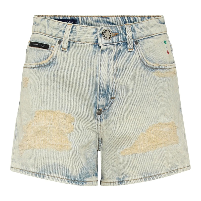 Philipp Plein Shorts Denim-Shorts hell-blau