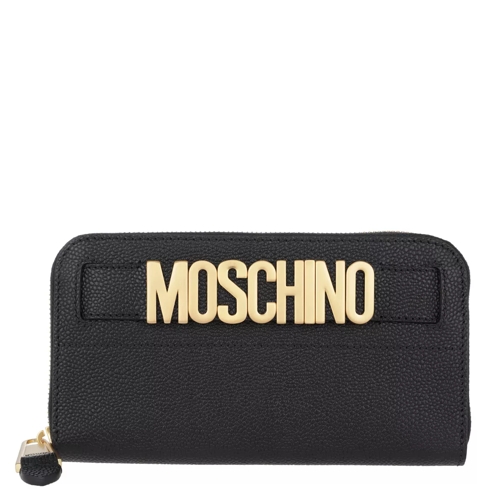 Moschino Logo Leather Wallet Black Zip-Around Wallet