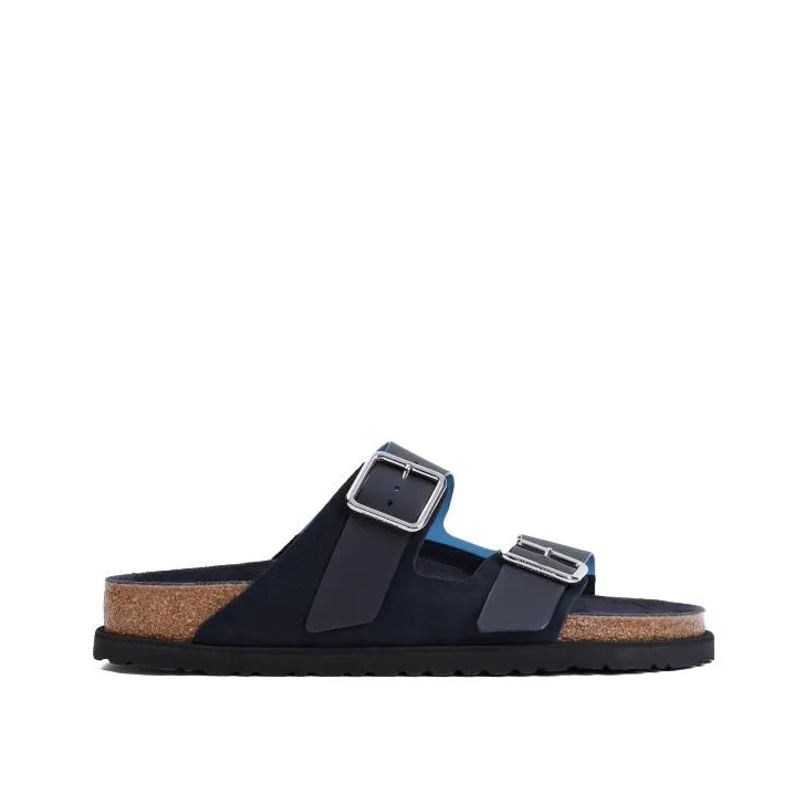 Birkenstock Arizona Dark Navy Suede And Pvc Sandals Blue Loafer