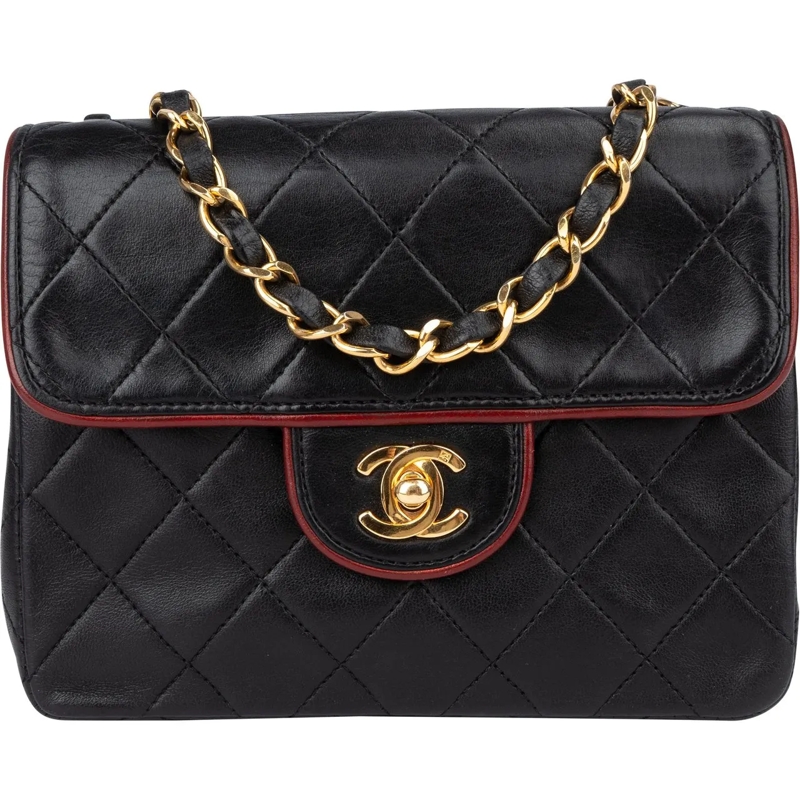 Chanel Sac à bandoulière Chanel Quilted Lambskin 24K Gold Single Flap Cross schwarz
