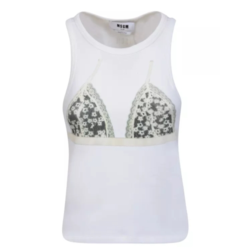 MSGM Front Print White Top White Casual topjes
